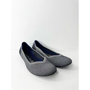 Rothy’s Black White Blue Birdseye Round Toe Ballet Flat Shoes Retired Womens 8